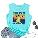 Women Pew Pew Madafakas Tank Funny Pew Pew Cat Shirt