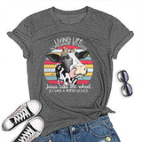 Living Life Somewhere Between Jesus Take The Wheel and Wish a Heifer Would T-Shirt Cow Shirt for Women