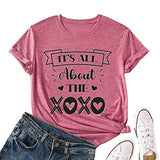 Valentines Day Shirts Women It's All About The Love Heart Tee Tops