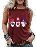 Women American Flag Gnomes Love Heart Tank Top Patriotic Gnomes Shirt