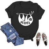 Women Mama Sloth T-Shirt Funny Graphic Shirt for Mama