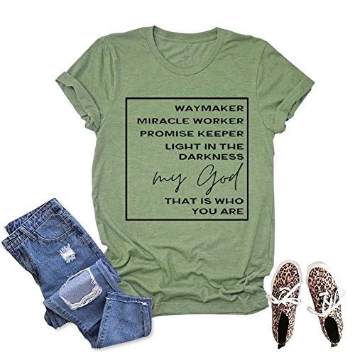 Women Way Maker Miracle Worker Promise Keeper Light in The Darkness My God This is Who You are T-Shirt