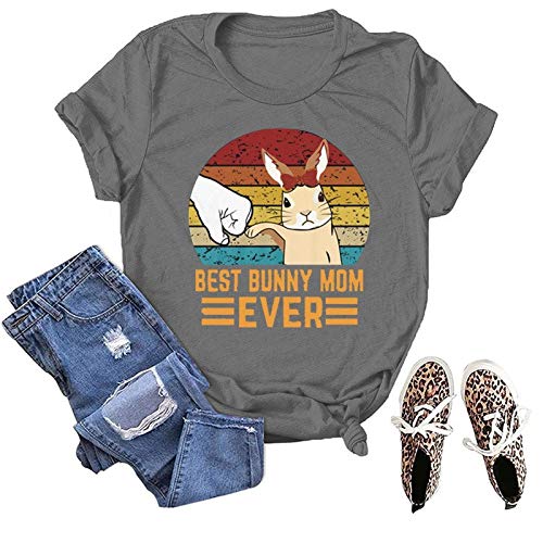 Women Best Bunny Mom Ever T-Shirt Rabbit Shirt