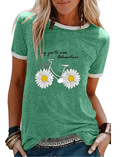 Women Say Yes to New Adventure T-Shirt Daisy Bicycle Shirt