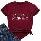 Women I'm A Simple Woman T-Shirt Paws Car Flip Flops Wine Shirt