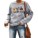 Peace Love Turkey Sweatshirt for Women Thanksgiving Graphic Clothing Shirt
