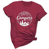 Women Happy Camper T-Shirt Camping Shirt