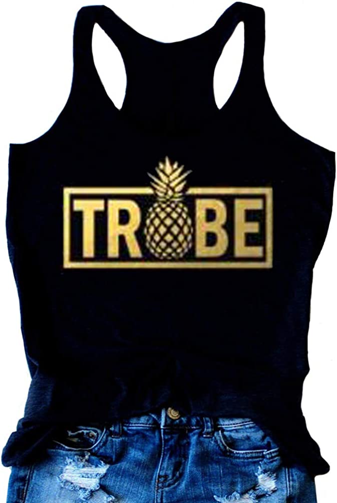 Women Pineapple Tribe Cute Tank Top Pineapple Shirt