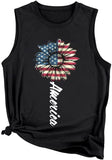 America Sunflower Tank for Women USA Flag Flower Freedom Independence Shirt