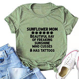 Sunflower Mom T-Shirt for Women Cute Sunflower Shirt