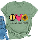 Women Peace Love Sunflowers T-Shirt Sunshine Shirt
