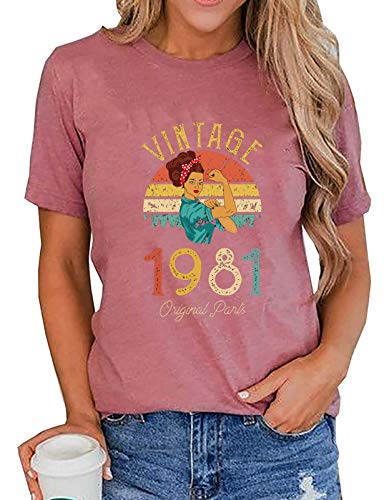 Women Vintage 1981 T-Shirt 40th Birthday Gift Birthday Shirt