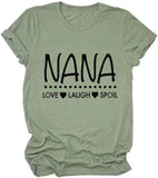 Women Mother's Day T-Shirt Love Laugh Spoil Grandma Tees