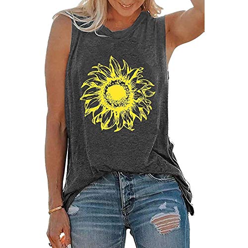 Women Sunflower Tank Tops Vintage Floral Shirt Sunflower Shirt