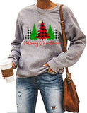 Women Long Sleeve Merry Christmas Sweatshirt Christmas Trees Sweatshirt