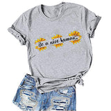 Women Retro Be A Nice Human T-Shirt Sunflowers Shirt
