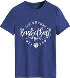 Basketball Fan Mom T-Shirt Women Living That Basketball Mom Life Tees Tops
