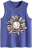 Women Baseball American Sunflower Tank Shirt
