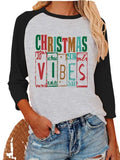 Christmas Vibes Blouse Women 3/4 Sleeve Graphic Blouse