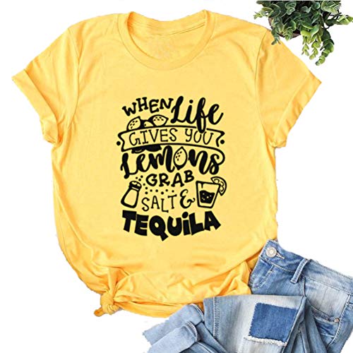 Women Lemon Shirt When Life Gives You Lemons Grab Salt & Tequila T-Shirt