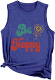 Women Be Happy Sunflower T-Shirt Inspirational Happiness Graphic Tees