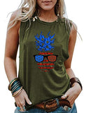 Women American Pineapple Tank Top 4th of July Patriotic Shirt