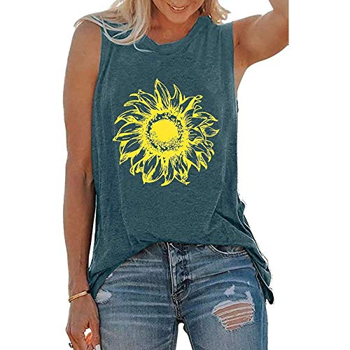 Women Sunflower Tank Tops Vintage Floral Shirt Sunflower Shirt