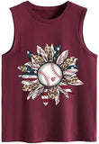 Women Baseball American Sunflower Tank Shirt