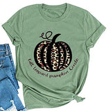 Women Fall Leopard Pumpkin Circle T-Shirt Pumpkin Shirt