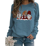Women Long Sleeve Buffalo Plaid & Leopard Santa Sweatshirt Christmas Santa Sweatshirt