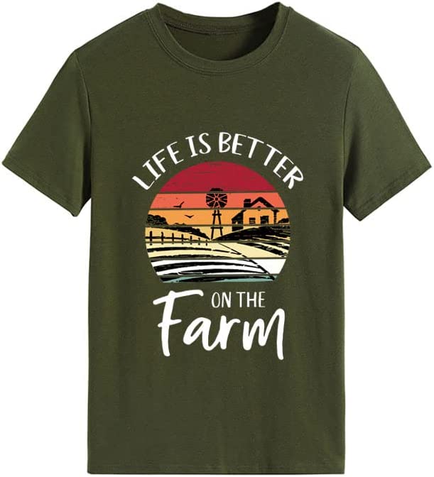 Funny Farming Shirt Women Life is Better on The Farm Tees Tops