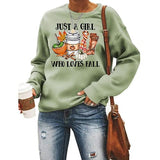 Women Just A Girl Who Loves Fall Sweatshirt Long Sleeve Graphic Shirt