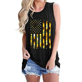 Women Sunflower American Flag Shirt Sunflower Graphic Tank Top Shirt
