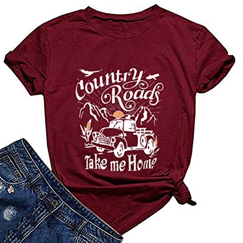 Country Roads Take Me Home T-Shirt for Women Old Vintage Truck T-Shirt