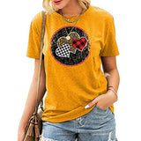 Women Buffalo Plaid & Leopard Heart T-Shirt Valentine Shirt