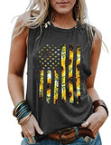 Women Sunflowers American USA Flag Patriotic Tank 4th of July Tank Top for Women