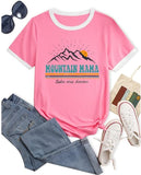 Women Mountain Mama Shirt Mom Camping Tees Tops