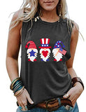Women American Flag Gnomes Love Heart Tank Top Patriotic Gnomes Shirt