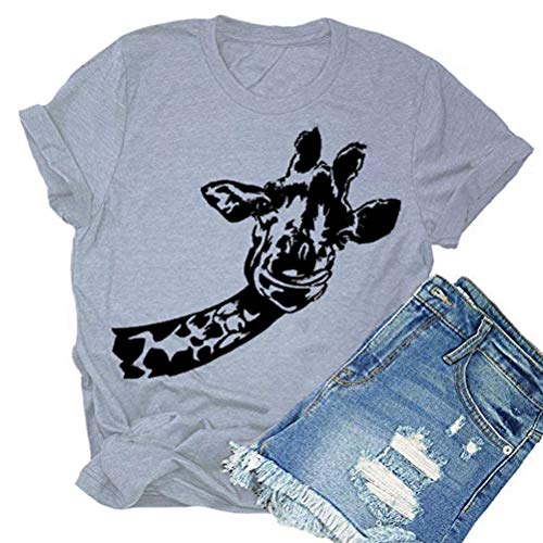 Women Fun Animal Graphic T-Shirt Giraffe Tee