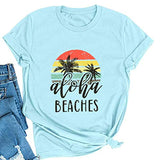 Women's Aloha Beaches T-Shirt Summer Graphic Shirt