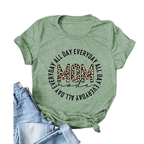 Women Mom Mode All Day Everyday T-Shirt Leopard Mom Shirt