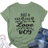 Mom and Me Tees Women Just A Mama in Love with Her Boy T-Shirt