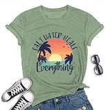Women Salt Water Heals Everything T-Shirt Beach Graphic Tee