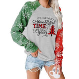 Women Fashion Sweater Christmas Tree Print Round Neck Long Sleeve Sweatshirt