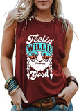 FZLYE Women Feelin's Willie Good Letter Print Tank Sleeveless Not A Hugger Shirt Tops