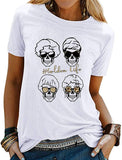 Women Golden Life Leopard Skull Sunglasses T-Shirt