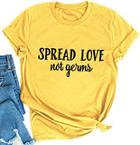 FZLYE Womens Spread Love Not Germs Letter Print T-Shirt Casual Short Sleeve Graphic Shirts