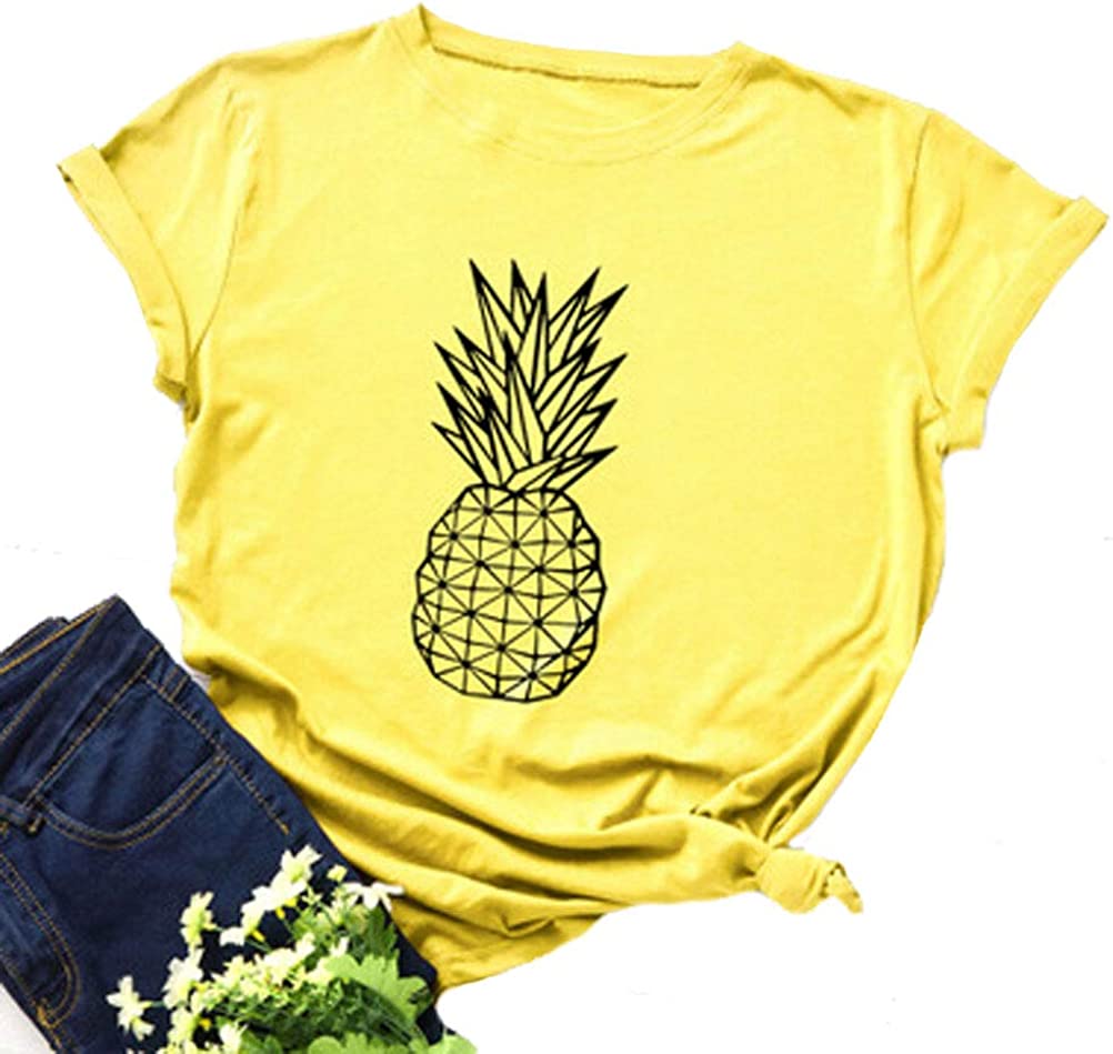 Women Pineapple T-Shirt Summer Vibes Shirt