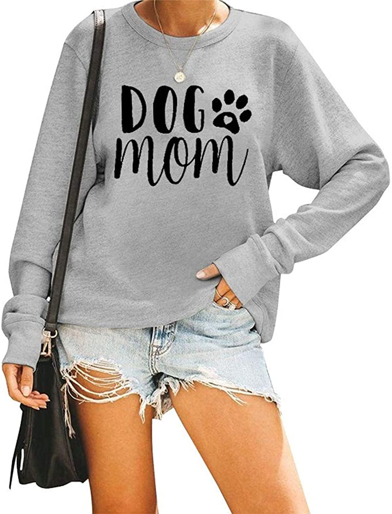 Women Dog Mom Sweatshirts Long Sleeve Shirt Blouse