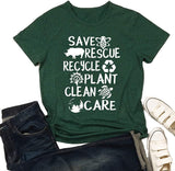Women Save Bees Rescue Animals Recycle Plastic T-Shirt